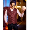 COOFANDY Mens Western Cowboy Vest Leather Waistcoat Vest Halloween Costume(Burgundy)