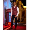 COOFANDY Mens Western Cowboy Vest Leather Waistcoat Vest Halloween Costume(Burgundy)