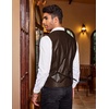 COOFANDY Mens Western Cowboy Vest Leather Waistcoat Vest Halloween Costume(Coffee)