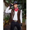COOFANDY Mens Western Cowboy Vest Leather Waistcoat Vest Halloween Costume(Coffee)