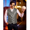 COOFANDY Mens Western Cowboy Vest Leather Waistcoat Vest Halloween Costume(Dark Grey)