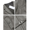COOFANDY Mens Western Cowboy Vest Leather Waistcoat Vest Halloween Costume(Dark Grey)