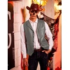 COOFANDY Mens Western Cowboy Vest Leather Waistcoat Vest Halloween Costume(Dark Grey)