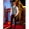 COOFANDY Mens Western Cowboy Vest Leather Waistcoat Vest Halloween Costume(Dark Grey)