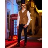 COOFANDY Mens Western Cowboy Vest Leather Waistcoat Vest Halloween Costume(Light Brown)