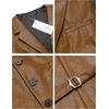 COOFANDY Mens Western Cowboy Vest Leather Waistcoat Vest Halloween Costume(Light Brown)