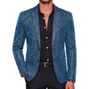 COOFANDY Mens Metallic Jacket Casual Sport Coat 70s Party Disco Outfits(Blue Leaf)
