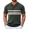 COOFANDY Mens Polo Shirts Short Sleeve V Neck Knit Shirts for Men Casual Old Money Clothes Mens Golf Shirt(Army Green-stripes)