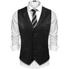 COOFANDY Mens Western Cowboy Vest Leather Waistcoat Vest Halloween Costume(Black)
