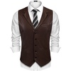 COOFANDY Mens Western Cowboy Vest Leather Waistcoat Vest Halloween Costume(Coffee)