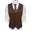 COOFANDY Mens Western Cowboy Vest Leather Waistcoat Vest Halloween Costume(Dark Brown)