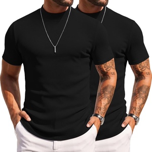 COOFANDY Mens Mock Turtleneck Sweater Short Sleeve Slim Fit Casual Sweaters(2 Pack-black/Black)