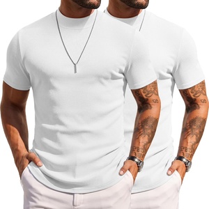 COOFANDY Mens Mock Turtleneck Sweater Short Sleeve Slim Fit Casual Sweaters(2 Pack-white/White)