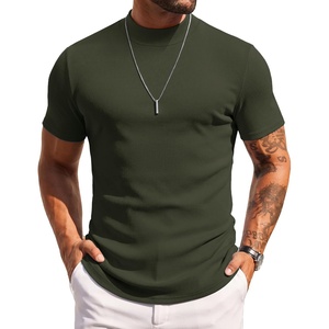 COOFANDY Mens Mock Turtleneck Sweater Short Sleeve Slim Fit Casual Sweaters(Army Green)