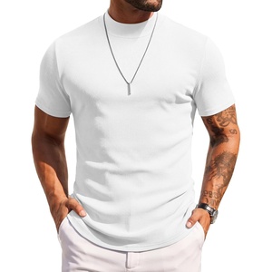 COOFANDY Mens Mock Turtleneck Sweater Short Sleeve Slim Fit Casual Sweaters(##A-white)