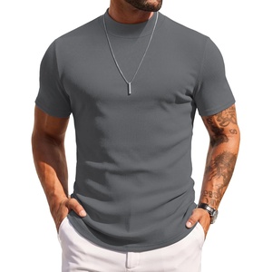COOFANDY Mens Mock Turtleneck Sweater Short Sleeve Slim Fit Casual Sweaters(Dark Grey)