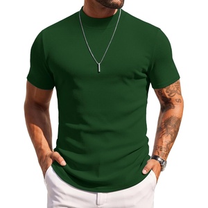 COOFANDY Mens Mock Turtleneck Sweater Short Sleeve Slim Fit Casual Sweaters(Green)