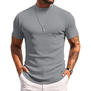 COOFANDY Mens Mock Turtleneck Sweater Short Sleeve Slim Fit Casual Sweaters(Light Grey)