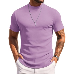 COOFANDY Mens Mock Turtleneck Sweater Short Sleeve Slim Fit Casual Sweaters(Purple)