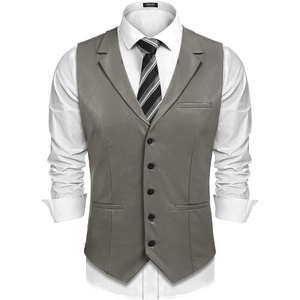 COOFANDY Mens Western Cowboy Vest Leather Waistcoat Vest Halloween Costume(Dark Grey)