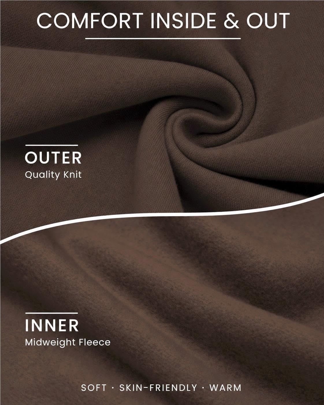 image:imageCOOFANDY Mens Sweatshirt Crew neck lightweight Fleece Pullover TshirtChestnut Brown