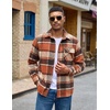 COOFANDY Mens Flannel Shirts Long Sleeve Plaid Button Down Shirt Jacket(Orange)