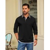 COOFANDY Mens Long Sleeve Polo Shirts Casual Sweatshirt Cotton Golf T Shirt(Black)