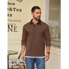 COOFANDY Mens Long Sleeve Polo Shirts Casual Sweatshirt Cotton Golf T Shirt(Brown)