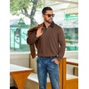 COOFANDY Mens Long Sleeve Polo Shirts Casual Sweatshirt Cotton Golf T Shirt(Brown)