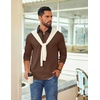 COOFANDY Mens Long Sleeve Polo Shirts Casual Sweatshirt Cotton Golf T Shirt(Brown)
