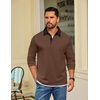 COOFANDY Mens Long Sleeve Polo Shirts Casual Sweatshirt Cotton Golf T Shirt(Brown)