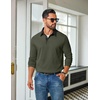 COOFANDY Mens Long Sleeve Polo Shirts Casual Sweatshirt Cotton Golf T Shirt(Dark Army Green)