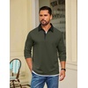 COOFANDY Mens Long Sleeve Polo Shirts Casual Sweatshirt Cotton Golf T Shirt(Dark Army Green)