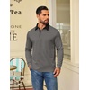 COOFANDY Mens Long Sleeve Polo Shirts Casual Sweatshirt Cotton Golf T Shirt(Dark Gray)