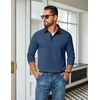 COOFANDY Mens Long Sleeve Polo Shirts Casual Sweatshirt Cotton Golf T Shirt(Denim Blue)