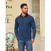 COOFANDY Mens Long Sleeve Polo Shirts Casual Sweatshirt Cotton Golf T Shirt(Denim Blue)