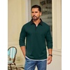 COOFANDY Mens Long Sleeve Polo Shirts Casual Sweatshirt Cotton Golf T Shirt(Green)