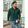 COOFANDY Mens Long Sleeve Polo Shirts Casual Sweatshirt Cotton Golf T Shirt(Green)