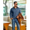COOFANDY Mens Long Sleeve Polo Shirts Casual Sweatshirt Cotton Golf T Shirt(Haze Blue)
