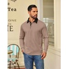 COOFANDY Mens Long Sleeve Polo Shirts Casual Sweatshirt Cotton Golf T Shirt(Khaki)