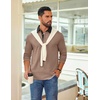 COOFANDY Mens Long Sleeve Polo Shirts Casual Sweatshirt Cotton Golf T Shirt(Khaki)