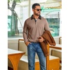 COOFANDY Mens Long Sleeve Polo Shirts Casual Sweatshirt Cotton Golf T Shirt(Khaki)