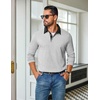 COOFANDY Mens Long Sleeve Polo Shirts Casual Sweatshirt Cotton Golf T Shirt(Light Gray)