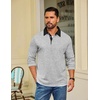 COOFANDY Mens Long Sleeve Polo Shirts Casual Sweatshirt Cotton Golf T Shirt(Light Gray)