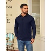 COOFANDY Mens Long Sleeve Polo Shirts Casual Sweatshirt Cotton Golf T Shirt(Navy Blue)