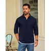 COOFANDY Mens Long Sleeve Polo Shirts Casual Sweatshirt Cotton Golf T Shirt(Navy Blue)