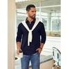 COOFANDY Mens Long Sleeve Polo Shirts Casual Sweatshirt Cotton Golf T Shirt(Navy Blue)