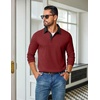 COOFANDY Mens Long Sleeve Polo Shirts Casual Sweatshirt Cotton Golf T Shirt(Wine Red)