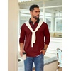 COOFANDY Mens Long Sleeve Polo Shirts Casual Sweatshirt Cotton Golf T Shirt(Wine Red)