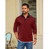 COOFANDY Mens Long Sleeve Polo Shirts Casual Sweatshirt Cotton Golf T Shirt(Wine Red)